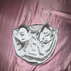 Elegant Silver Satin Bustier